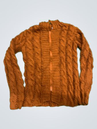 Brauner Kabelstrick-Reißverschluss-Pullover