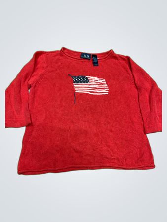 Crazy Horse Roter Pullover mit Grafik der amerikanischen Flagge