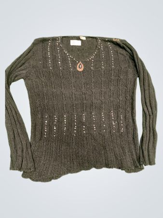 HANDE Damen schwarzer Strickpullover mit Pailletten