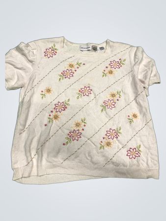 Alfred Dunner Damen Besticktes Florales Stricktop