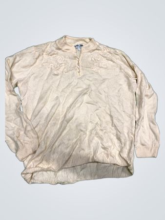 SHEILA E BORN Creme Strickpullover mit Knöpfen