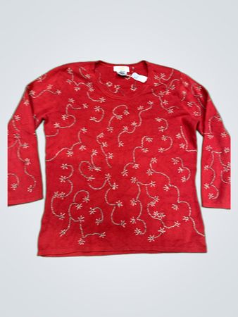 Talbots roter bestickter Pullover