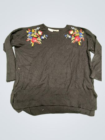 Damen Innen Schwarzer Bestickter Pullover