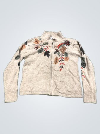 Dressbarn Reißverschluss-Strickpullover mit floralem Stickerei
