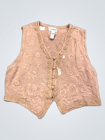 Worthington Damen Rose Bestickte Perlen V-Ausschnitt Ärmellose Weste