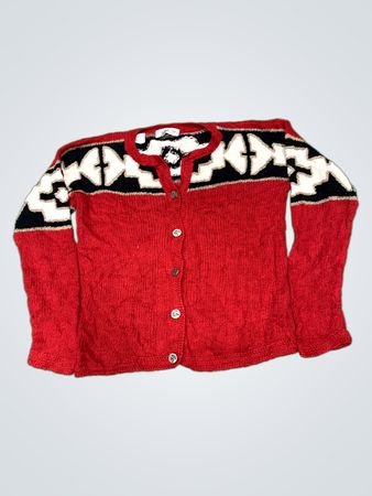 CAAMANO LIMITED EDITION Roter Geometrischer Strickcardigan
