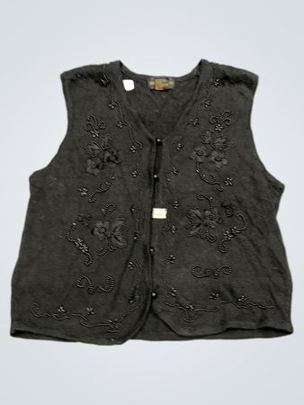 Schwarze perlenbesetzte Blumenweste