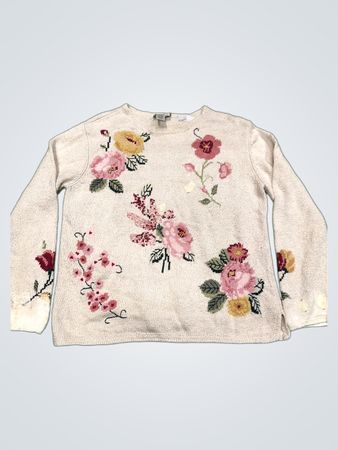 Coldwater Creek Damen Floral Bestickter Strickpullover