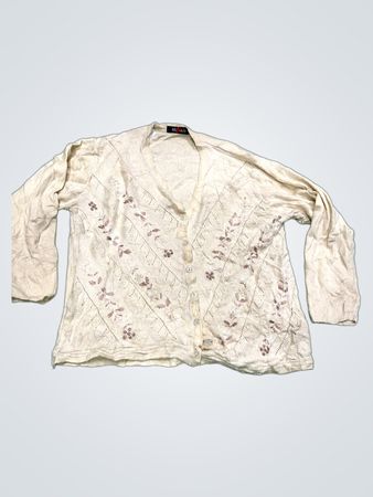 Status Cream Cardigan mit floralem Stickerei