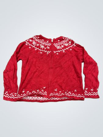 Croft & Barrow Petite Roter Schneeflocken-Zip-Up-Pullover