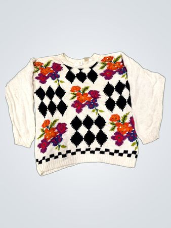 Needles & Yarn Damen Pullover mit floralem Diamantmuster