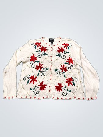 Studio FA LA LA Damen Poinsettia bestickter Cardigan