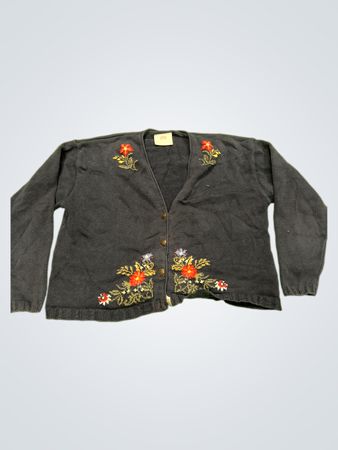 CONCEPT Marineblauer Bestickter Blüten-Cardigan