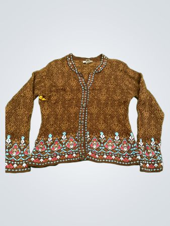 NorthStyle Damen brauner Cardigan mit floralem Muster