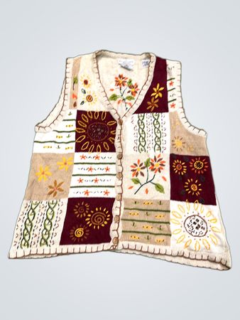 White Stag Ladies Patchwork Floral Embroidered Vest