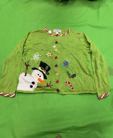 Tiara International Christmas Collection Grüner Schneemann Cardigan