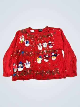 Roter Schneemann-Weihnachtspullover