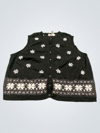 RUSS WOMAN Black Snowflake Strickweste Ein Liz Claiborne Unternehmen