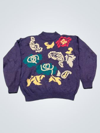 Alfred Dunner Damen Mock Neck Floral Strickpullover