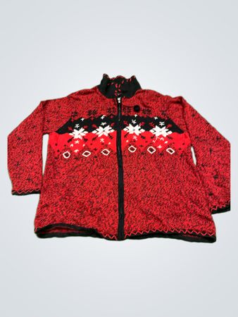 ERIKA WOMAN Roter Schneeflocken-Reißverschluss-Pullover