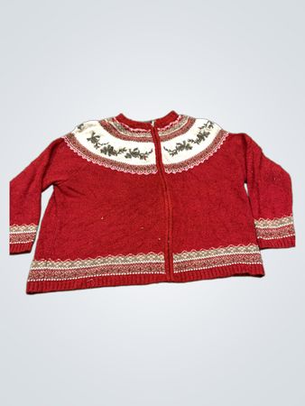 Croft & Barrow Roter Fair Isle Strick Zip-Cardigan