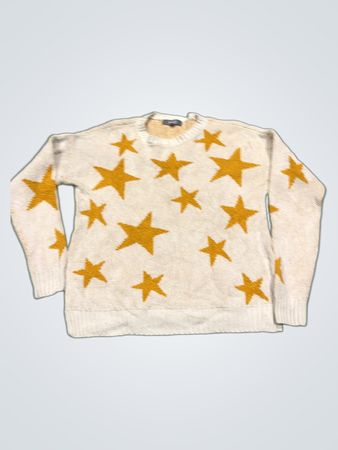 Marled Reunited Clothing Creme Gelb Stern Strickpullover