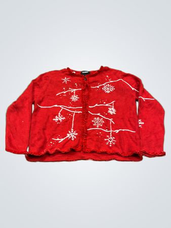 DESIGNERS ORIGINALS STUDIO JOY Roter Schneeflocken-Cardigan