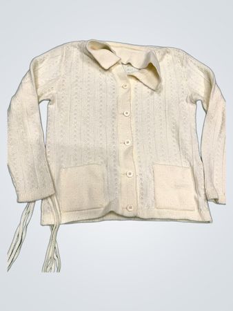 Cremfarbener Strick-Button-Up-Pullover