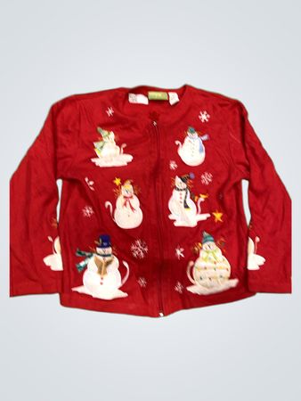 Onque Casuals Roter Schneemann Weihnachten Langarmshirt