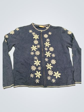 Croft & Barrow Blaue Schneeflocken-Zip-Up-Cardigan