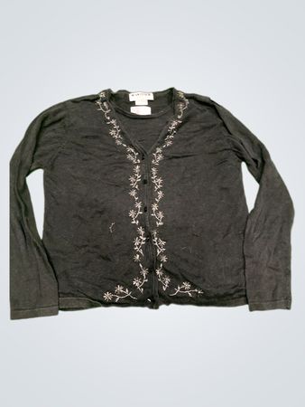 JOAN LESLIE PETITE Schwarzer bestickter Cardigan