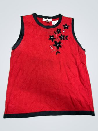 Dressbarn Rotes Blumenstrick-Top