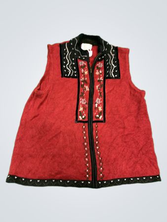 Christopher & Banks Damen Rotes Besticktes Weste