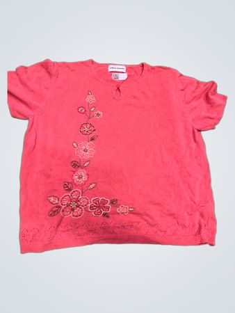 Alfred Dunner Koralle Blumengestrickter Pullover