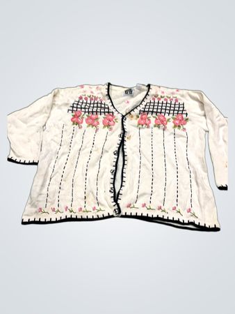 Storybook Knits Weiß Floral Gestickter Cardigan