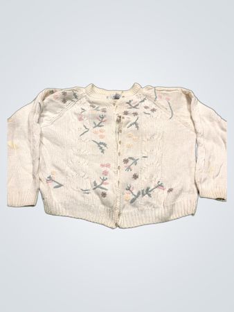 Margules Damen Weißer Floral Bestickter Cardigan