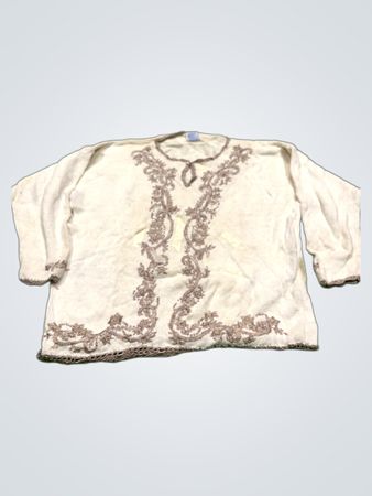 Bedford Fair Damen Creme Bestickter Ramie Baumwollpullover
