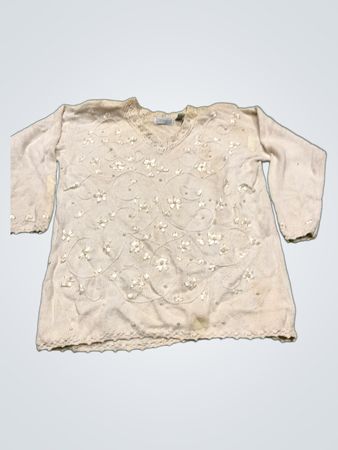 Shenanigans Cream bestickter V-Ausschnitt-Pullover
