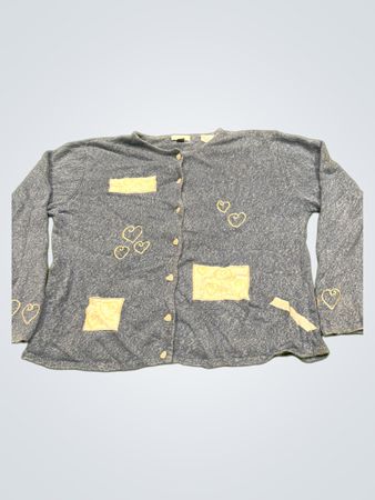 Christopher & Banks blauer Cardigan mit Herzapplikationen