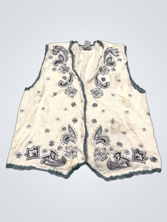 KORET PETITES Weißes Paisley besticktes Weste