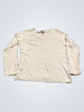 Christopher & Banks Creme Bestickter Pullover