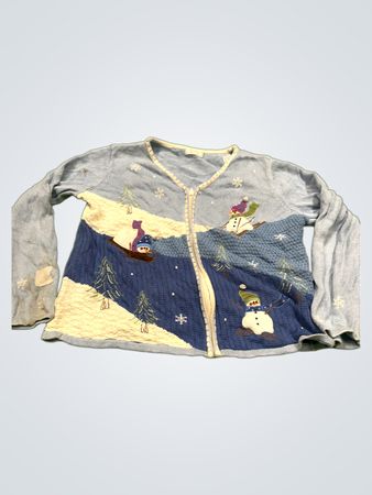 Blauer Schneemann Schlitten-Szene Reißverschluss-Pullover