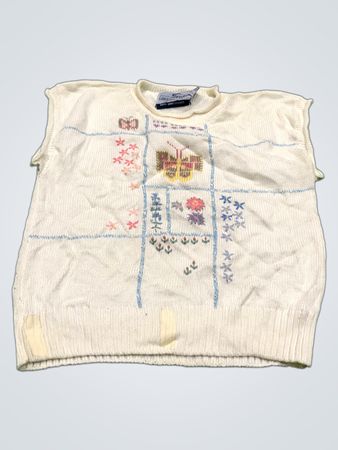 Susan Bristol Hand Framed Knitted in British Hong Kong Hand Embroidered Vest
