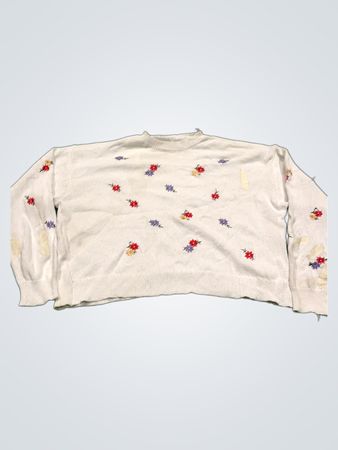 Weißer Pullover mit floralem Stickdesign