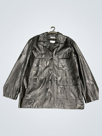LIONESS Schwarze Krokodilprint-Jacke