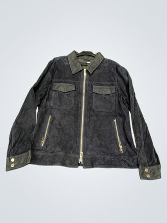 Dunkelblaue Wildlederjacke