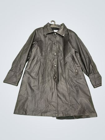 Schwarzer Leder-Trenchcoat