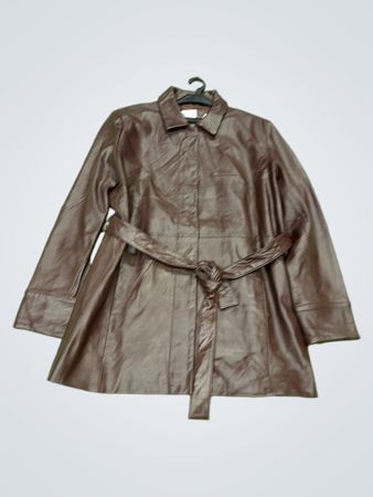 Johnny Ireland Brown Leather Belted Trench Coat