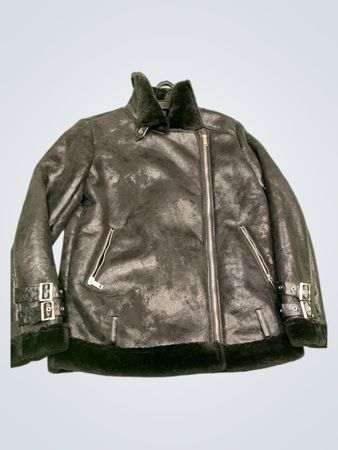 Black Faux Shearling Aviator Jacket