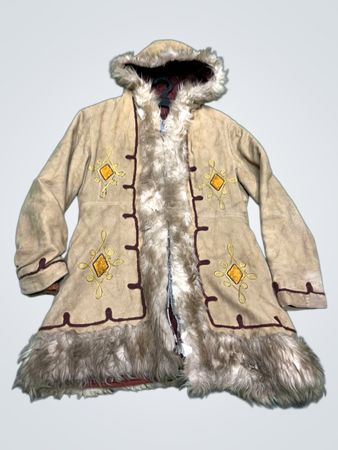 GEMINI FASHIONS OF CANADA LTD. CHARLOTTE SODERMAN Suede and Fur Trimmed Hooded Jacket